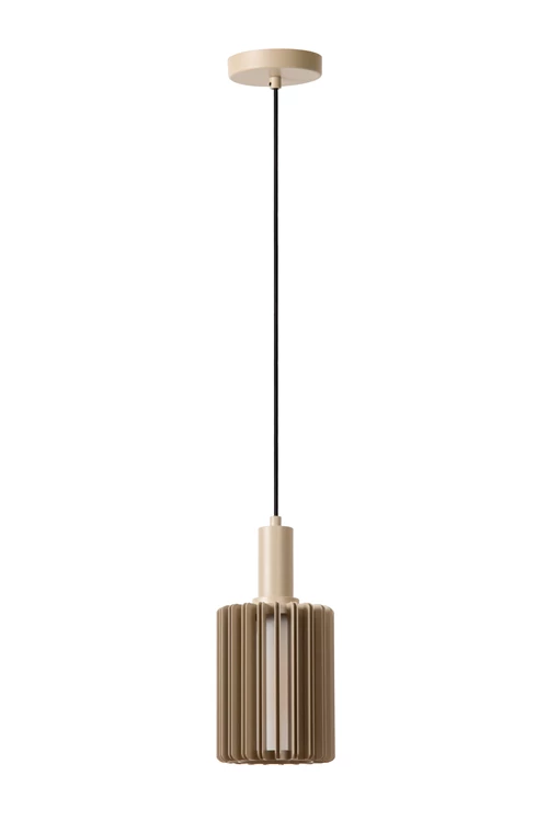 Lucide LAMBRES - Suspension - Ø 15 cm - 1xE27 - Taupe - éteint